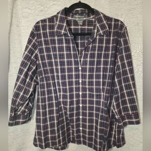 Eddie Bauer 2XL Plaid 3/4 Sleeve